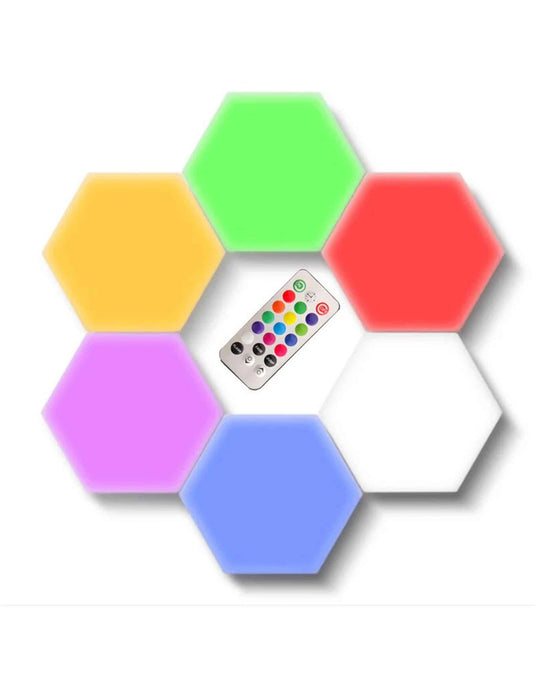 6 LED Hexagon Panel Wall Lights with Remote