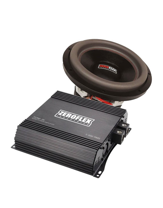 Zeroflex EVO-12XL- 12" 2500RMS Car Subwoofer + Zeroflex Team -3K 1 X 300RMS Mono Amplifier With Bass Controller (Bundle Deal)