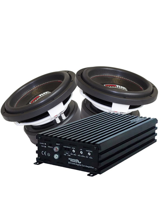 Zeroflex TKO-8 8-inch 500RMS Subwoofer (2 Subs) & Sound Magus DK1200 Class D AMP - 1000w RMS (Bundle Deal) - TechCrazy