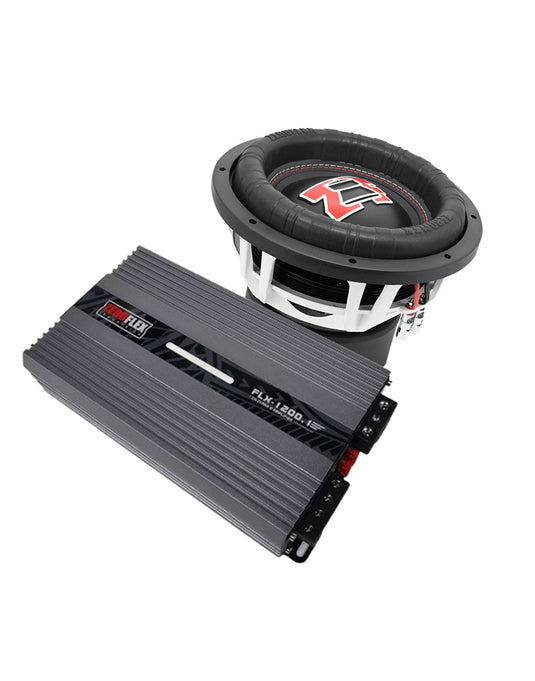 Zeroflex EVO-15 - 15" 1500W RMS Car Subwoofer + FLX1200.1 1 X 1200W @ 1 ohm Mono Amplifier With Bass Controller (Bundle Deal)