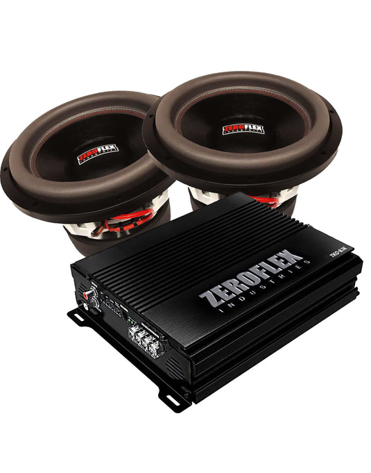 Zeroflex EVO-12XL- 12" 2500RMS Car Subwoofer (2 Subs) + TKO-8.1K Mono Car Amplifier 8000RMS (Bundle Deal) - TechCrazy