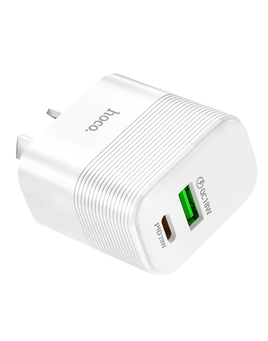 HOCO 20W Super Fast Charger w/ USB-C & USB-A (NU1)