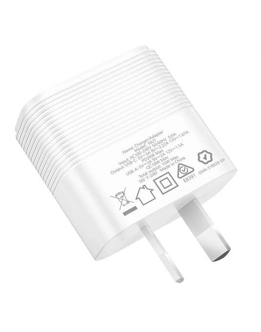 HOCO 20W Super Fast Charger w/ USB-C & USB-A (NU1)