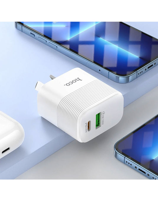 HOCO 20W Super Fast Charger w/ USB-C & USB-A (NU1)