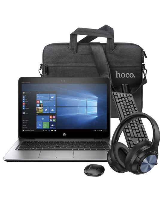 HP Elitebook 840 G3 14-inch i5 6th Gen 8GB 256GB @2.40GHZ Windows 11 Pro (Good-Pre-Owned) + Hoco Headset (W54) + Hoco Keyboard + Mouse Set (GM17) + Laptop Bag (Bundle Deal)