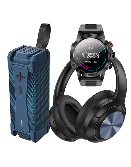 Hoco Smart Sports Watch Cellular (Y20) + Portable Bluetooth Speaker (HC6) + Bluetooth Headset (W54) (Bundle Deal)