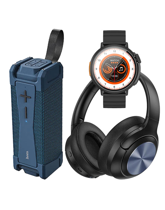 Hoco Smart Sports Watch (Y18) + Portable Bluetooth Speaker (HC6) + Bluetooth Headset (W54) (Combo Deal)