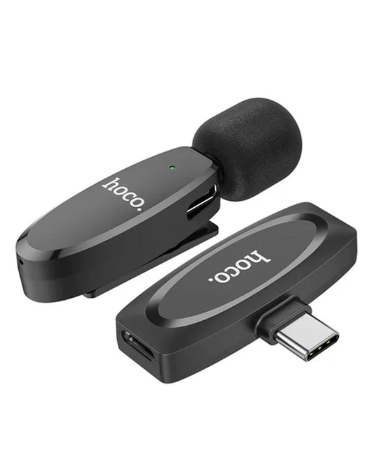 Hoco L15-C Wireless Digital Microphone with Type-C Connector for Smartphones & Tablets - Ideal Mic for Podcasting, Streaming, and Video Recording