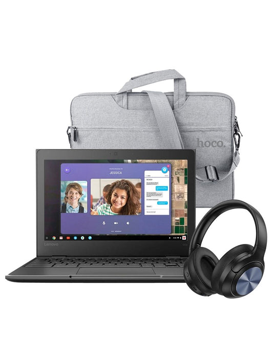 Lenovo Chromebook 100E 11.6-inch N3350 4GB 32GB (Good Pre-Owned) + Laptop Bag + Bluetooth Headset (W54)