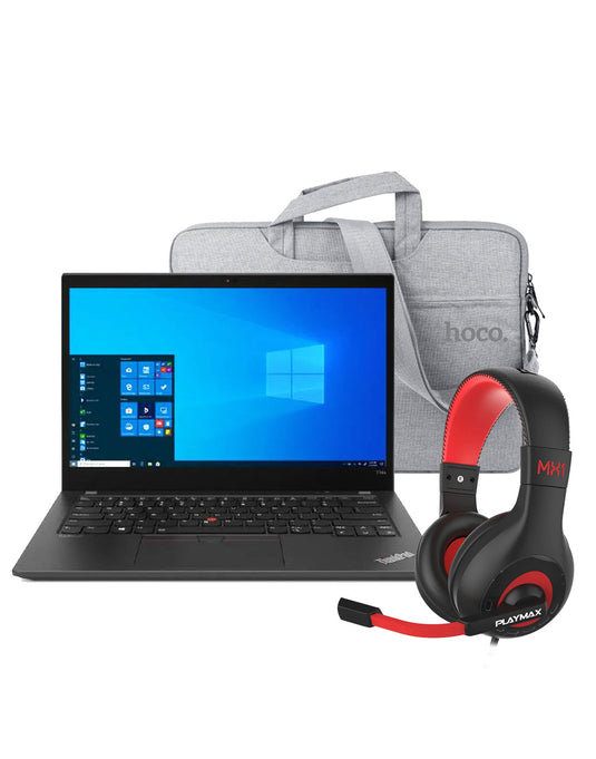 Lenovo ThinkPad T14S Gen 1 14-inch i7 10th Gen 32GB 256GB @2.30GHz W10 Pro Touch Screen Laptop (Very Good-Pre-Owned) + Hoco Laptop Bag 15.6-inch With Handle + Playmax MX1 Universal Gaming Headset (Bundle Deal)