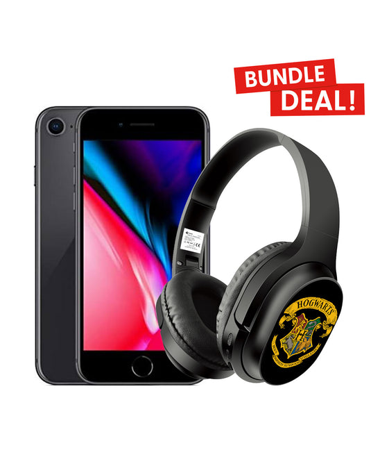 Apple iPhone 8 64GB (Very Good-Condition) + Harry Potter Wireless Stereo Headphones With Mic (Combo Pack)