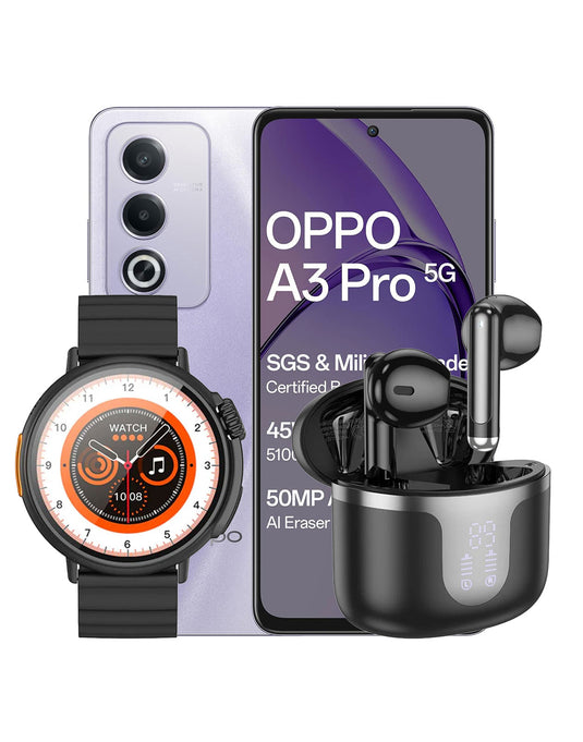 Oppo A3 Pro (2024) 8GB 256GB 5G Dual SIM Smartphone + Smart Watch (Y18) + TWS Earbuds (EQ7) (Bundle Deal)