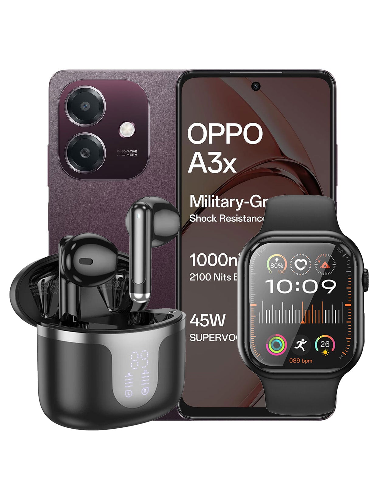 Oppo A3X 4GB 64GB 4G (Brand New) + Hoco Smart Watch Y23 + Hoco Earbuds ...