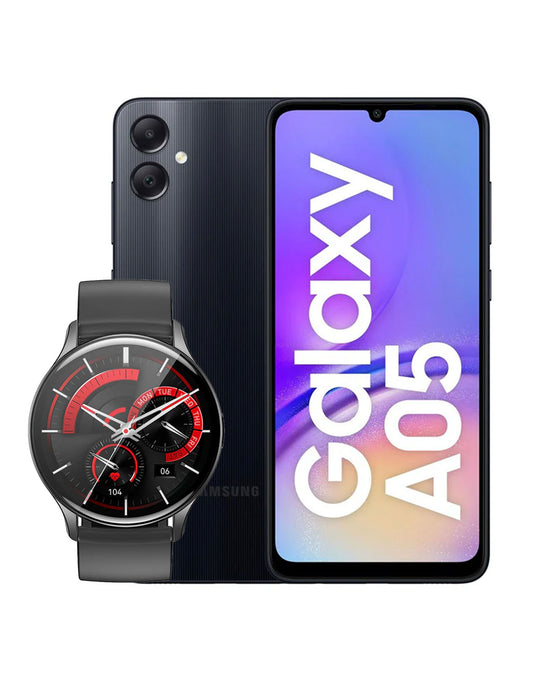 Samsung Galaxy A05 (2023) 4GB 64GB 4G Dual Sim (Brand New) Black+ Hoco Smart Watch (Y15) - (Bundle Deal)