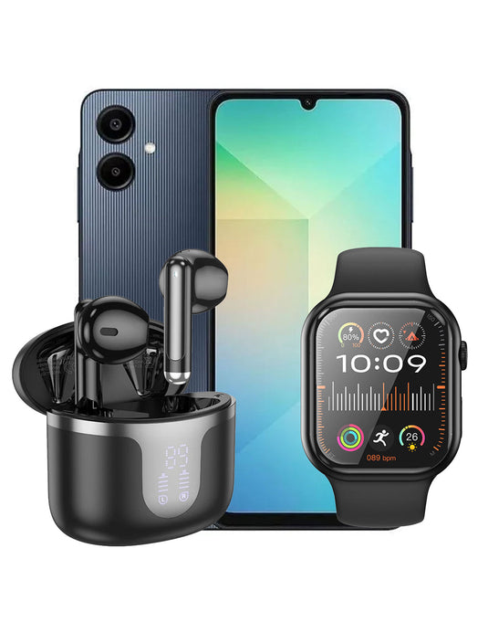 Samsung Galaxy A06 4GB 128GB 4G (Brand New) + Smart Watch (Y23) + TWS Earbuds (EQ7) (Bundle Deal)