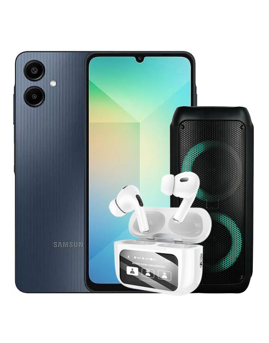 Samsung Galaxy A06 (2024) 4GB 128GB 4G Dual Sim (Brand New) + Stinson Acoustics Party Bash 300 Portable Bluetooth Speaker + Hoco Earbud ANC Noise Cancelling (EW72) (Bundle Deal)