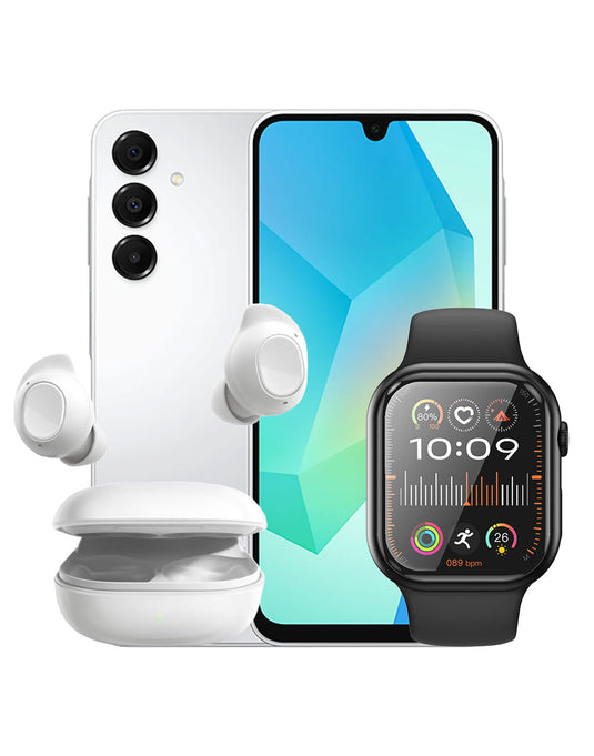 Samsung Galaxy A16 (2024) 4GB 128GB 5G (Brand New) + Hoco Smart Watch (Y23) + Galaxy Buds FE R400