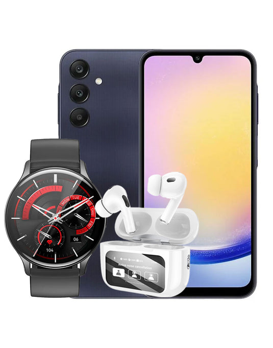 Samsung Galaxy A25 (2023) 6GB 128GB 5G Dual Sim (Brand New) + Hoco Smart Sports Watch (Y15) + Hoco Earbud ANC  (EW72) (Bundle Deal)