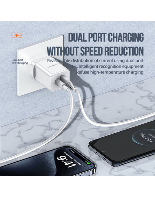 VFAN Ultra Fast Charger USB-C & USB-A 35W (AU8)