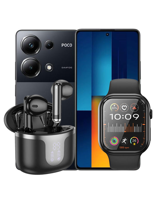 Xiaomi Poco M6 Pro 12GB 512GB 4G Dual Sim Smart Phone (Brand New) + Smart Watch (Y23) + TWS Earbuds (EQ7) (Bundle Deal)