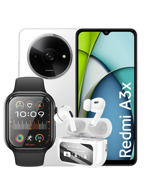 Xiaomi Redmi A3X (2024) 3GB 64GB 4G Dual Sim Smart Phone (Brand New) + Hoco Smart Watch (Y23) + Hoco Earbud ANC Noise Cancelling (EW72) (Bundle Deal)