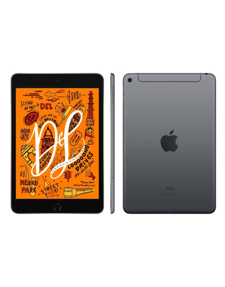 Front and Back View of Apple iPad Mini 5 (2019) 64GB Wifi + Cellular 4G (Pre-Owned)