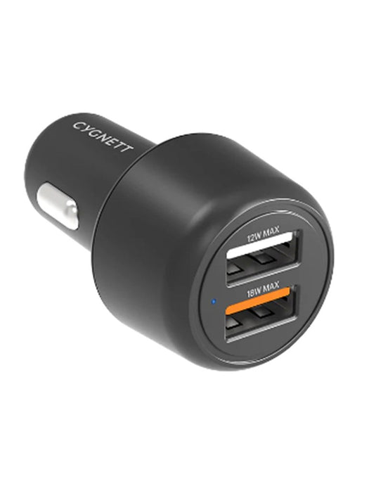 Cygnett 30W (18W + 12W) Dual USB-A Car Charger - TechCrazy