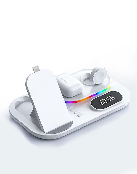 4-in-1 Wireless Charger with RGB Lights & Clock - TechCrazy