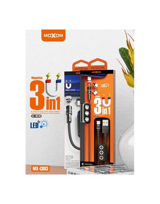 Moxom 3 in one Magnetic cable MX-CB83 - TechCrazy