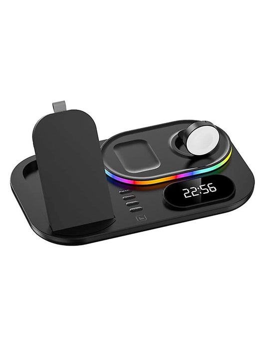 4-in-1 Wireless Charger with RGB Lights & Clock - TechCrazy